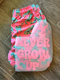 Never Grow Up tee, custom Girls Camp order