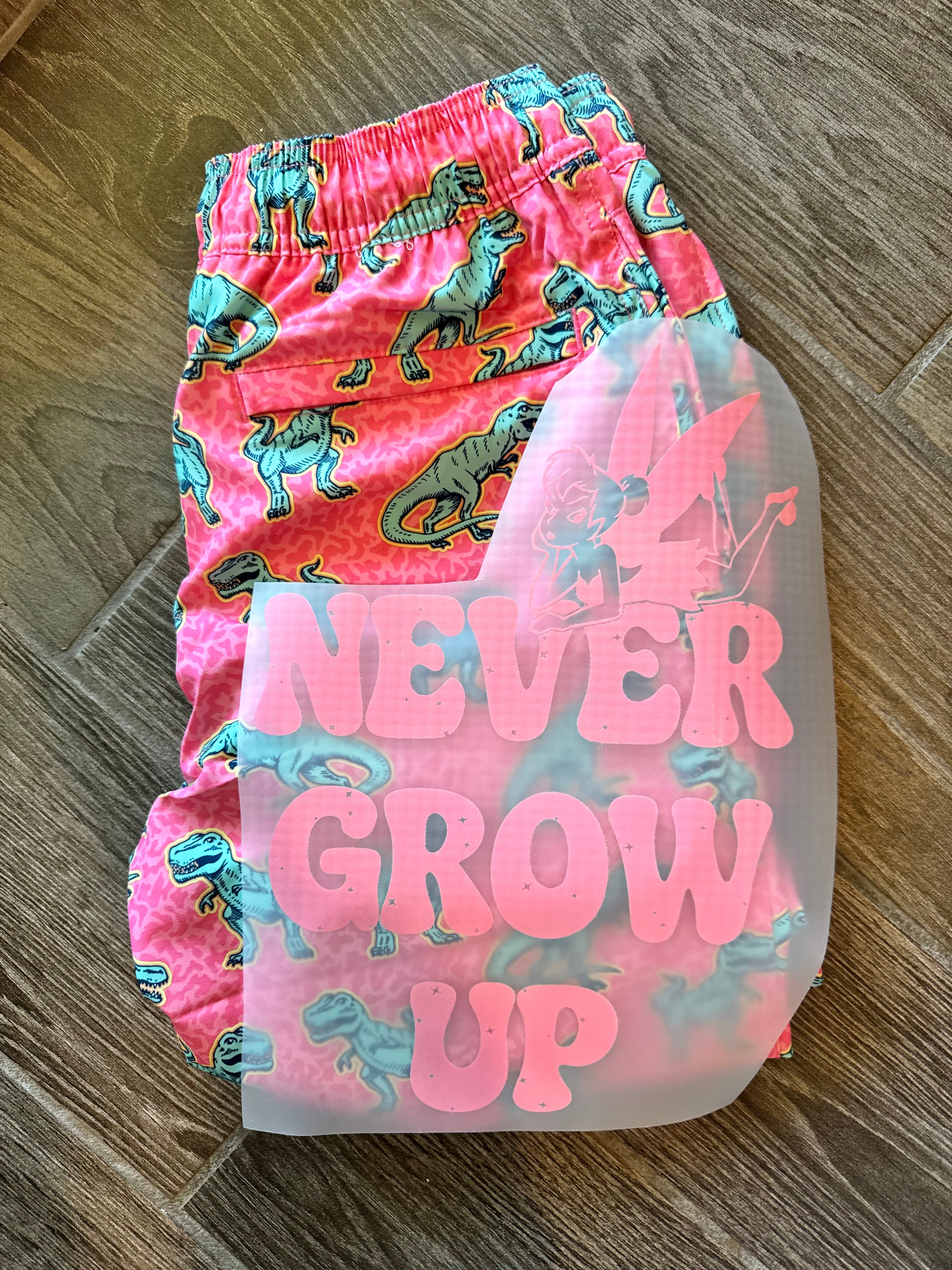 Never Grow Up tee, custom Girls Camp order