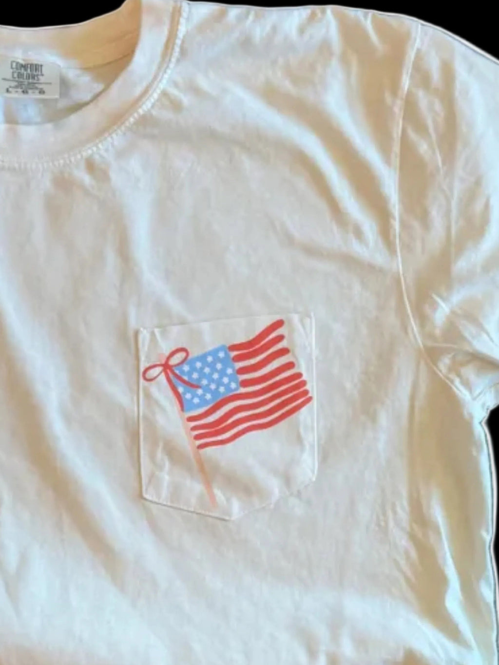 Loves Jesus & America too, pocket tee shirt