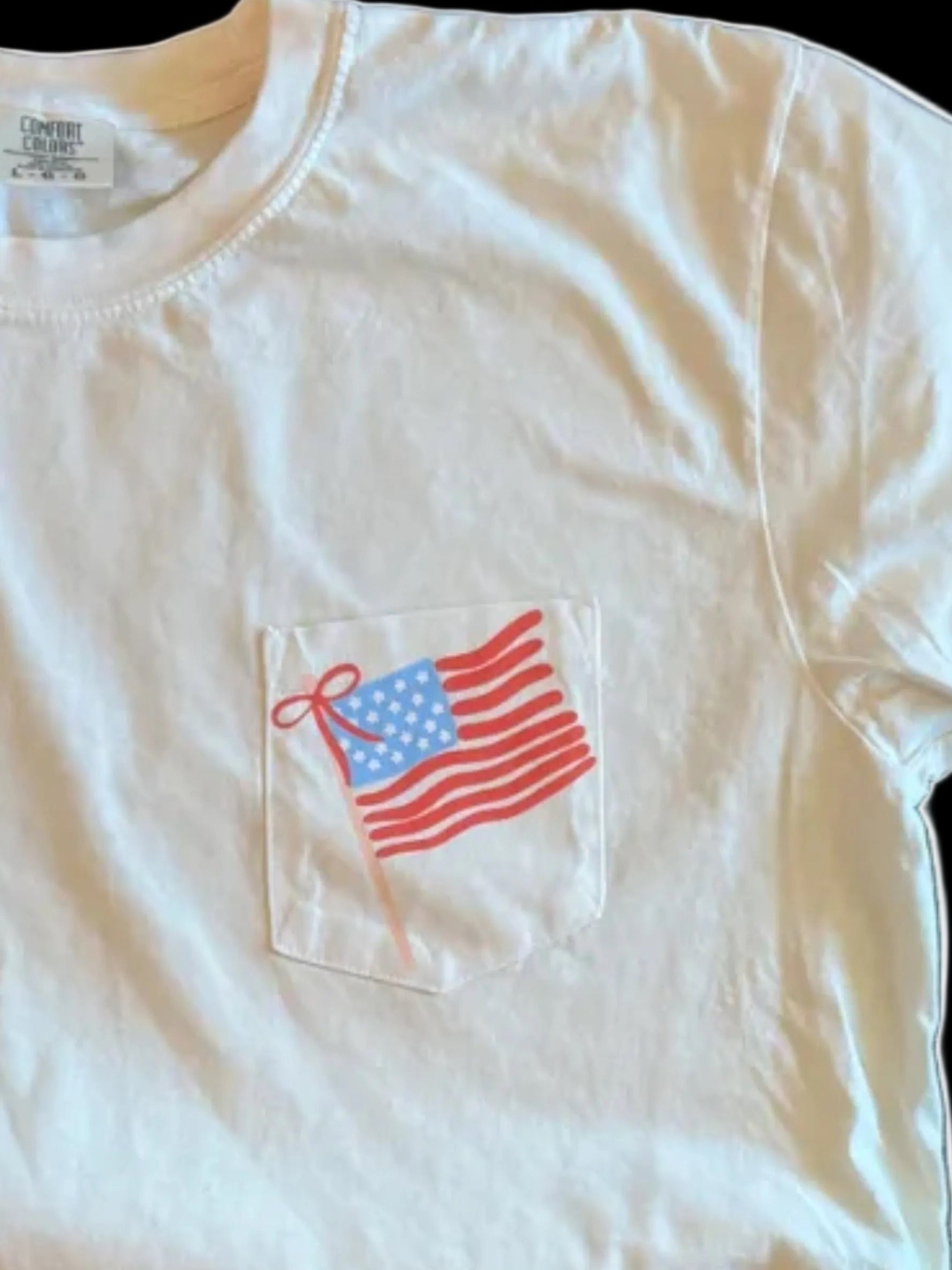 Loves Jesus & America too, pocket tee shirt